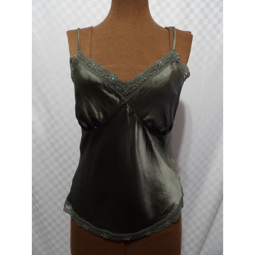 Y2K Olive Green Silk Camisole | S